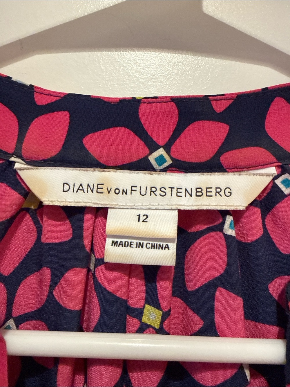 DVF Diane von Furstenberg Freya Silk Dress Pink Navy Floral Drawstring - Picture 2 of 12